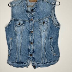 Vintage Levi Strauss Washed Denim Trucker Style Jean Vest Misses XL 16-18